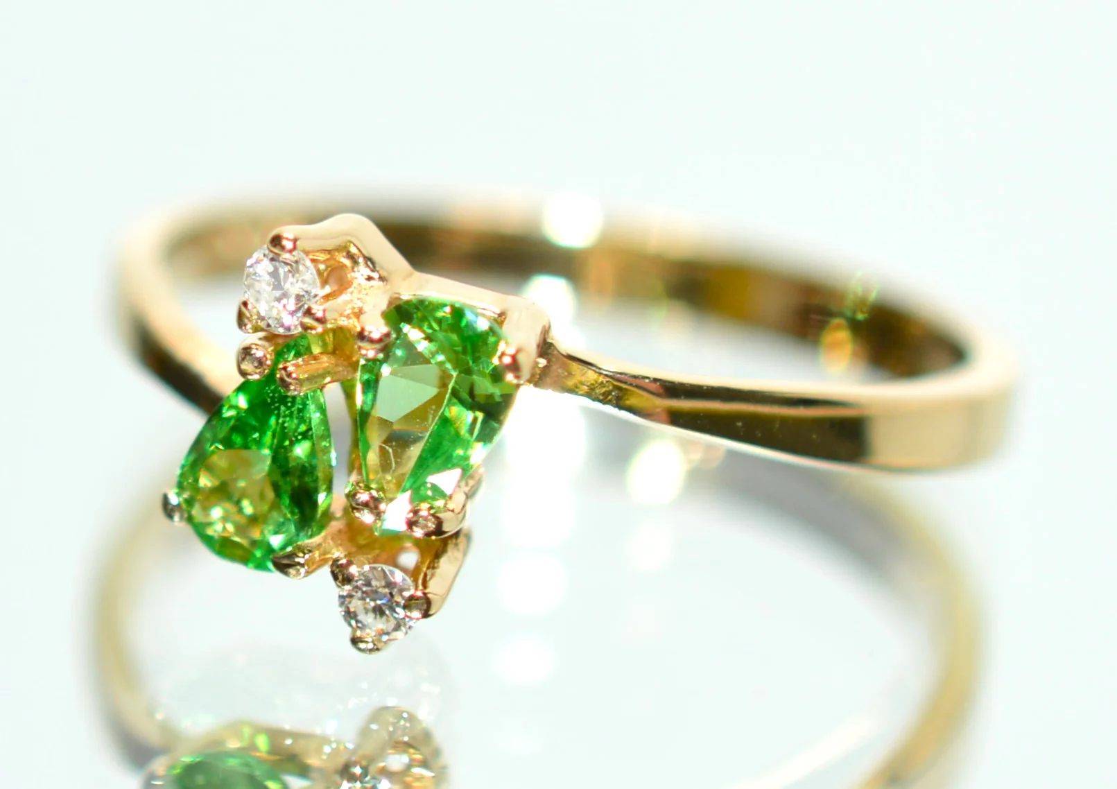 Natural Tsavorite Garnet & Diamond Ring 14K Solid Gold .43tcw Engagement Ring Green Gemstone Ring Pear January Birthstone Ring Garnet Ring - Image 8