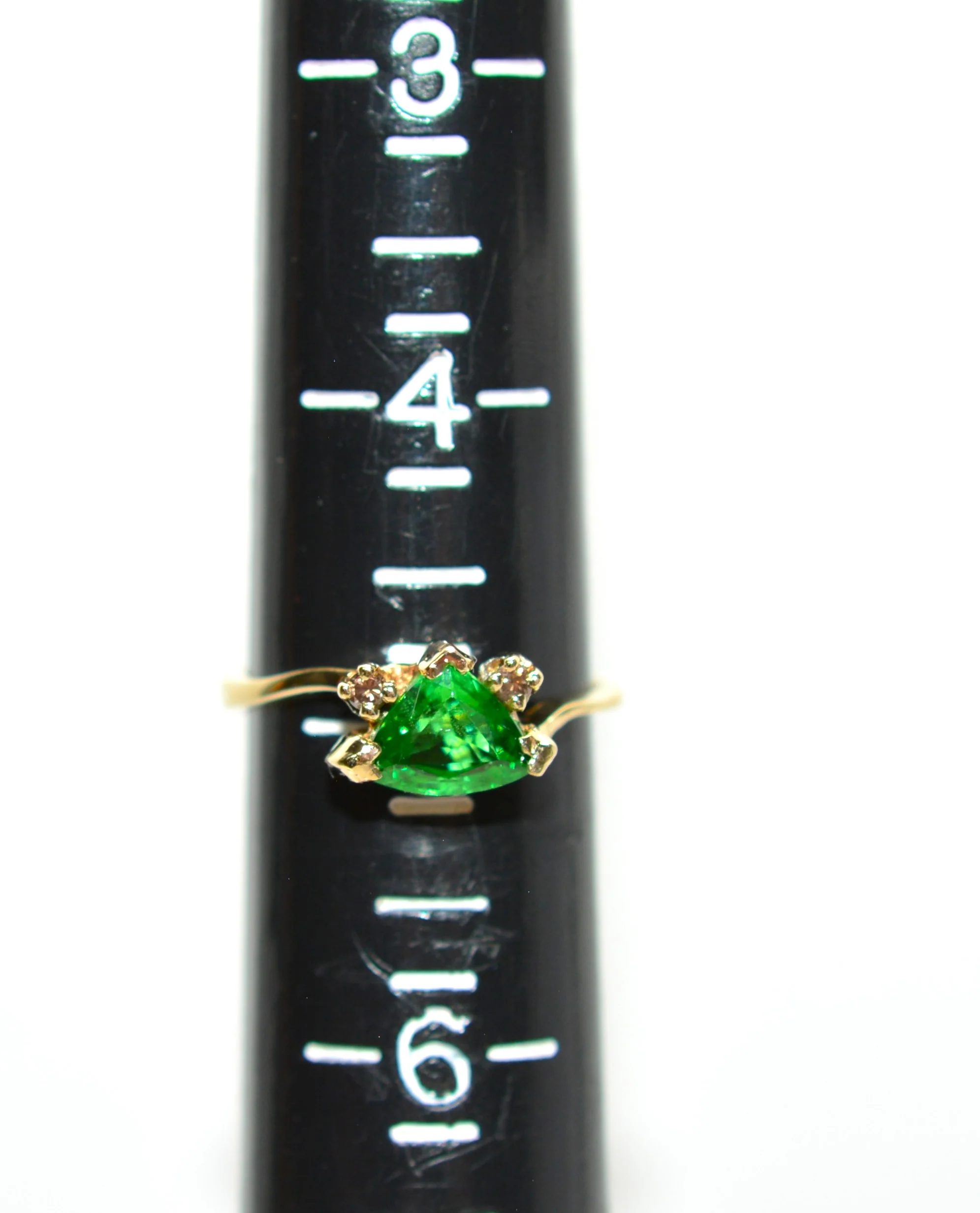 Natural Tsavorite Garnet & Diamond Ring 14K Solid Gold .85tcw Trillion Ring Green Ring Gemstone Ring Garnet Ring Tsavorite Ring Estate Ring - Image 9