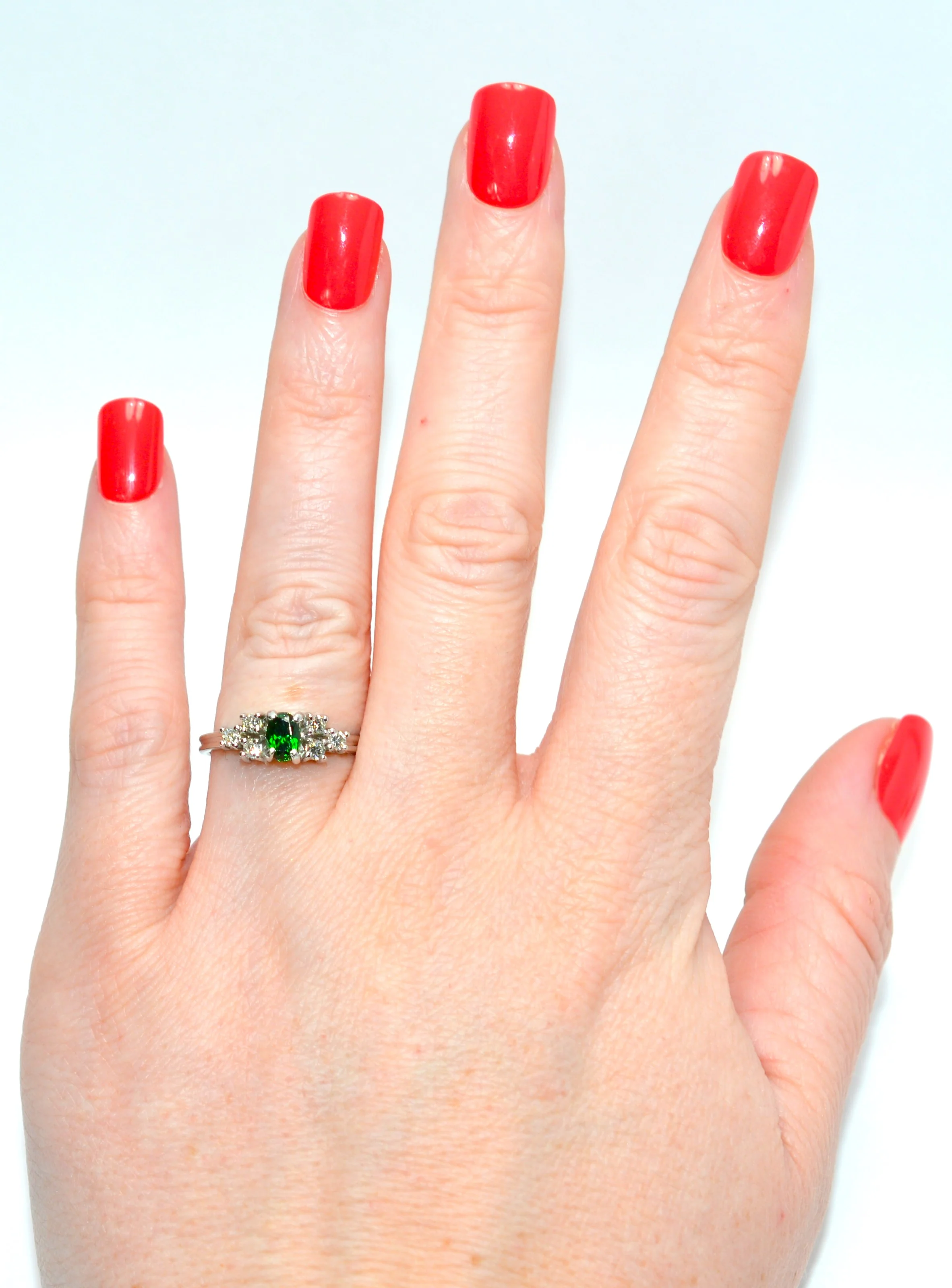 Natural Tsavorite Garnet & Diamond Ring Solid Platinum .75tcw Gemstone Ring Engagement Ring Women's Ring Wedding Ring Bridal Jewelry Green - Image 2