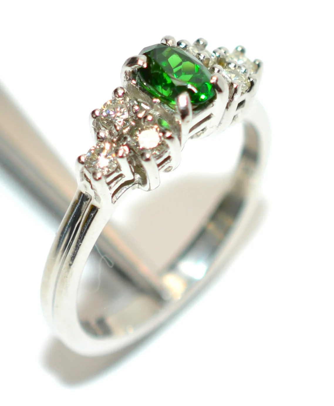Natural Tsavorite Garnet & Diamond Ring Solid Platinum .75tcw Gemstone Ring Engagement Ring Women's Ring Wedding Ring Bridal Jewelry Green - Image 4