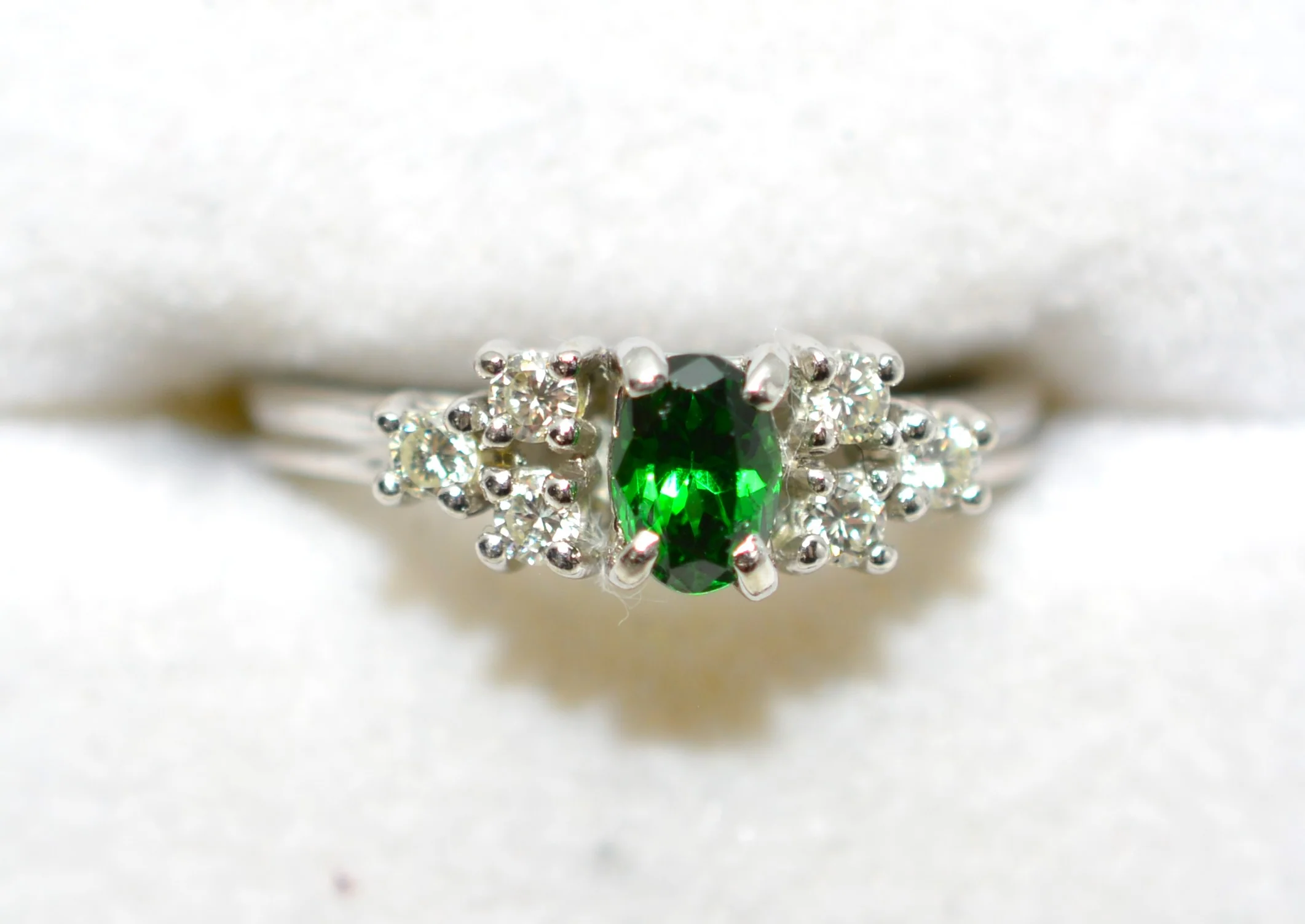 Natural Tsavorite Garnet & Diamond Ring Solid Platinum .75tcw Gemstone Ring Engagement Ring Women's Ring Wedding Ring Bridal Jewelry Green - Image 5