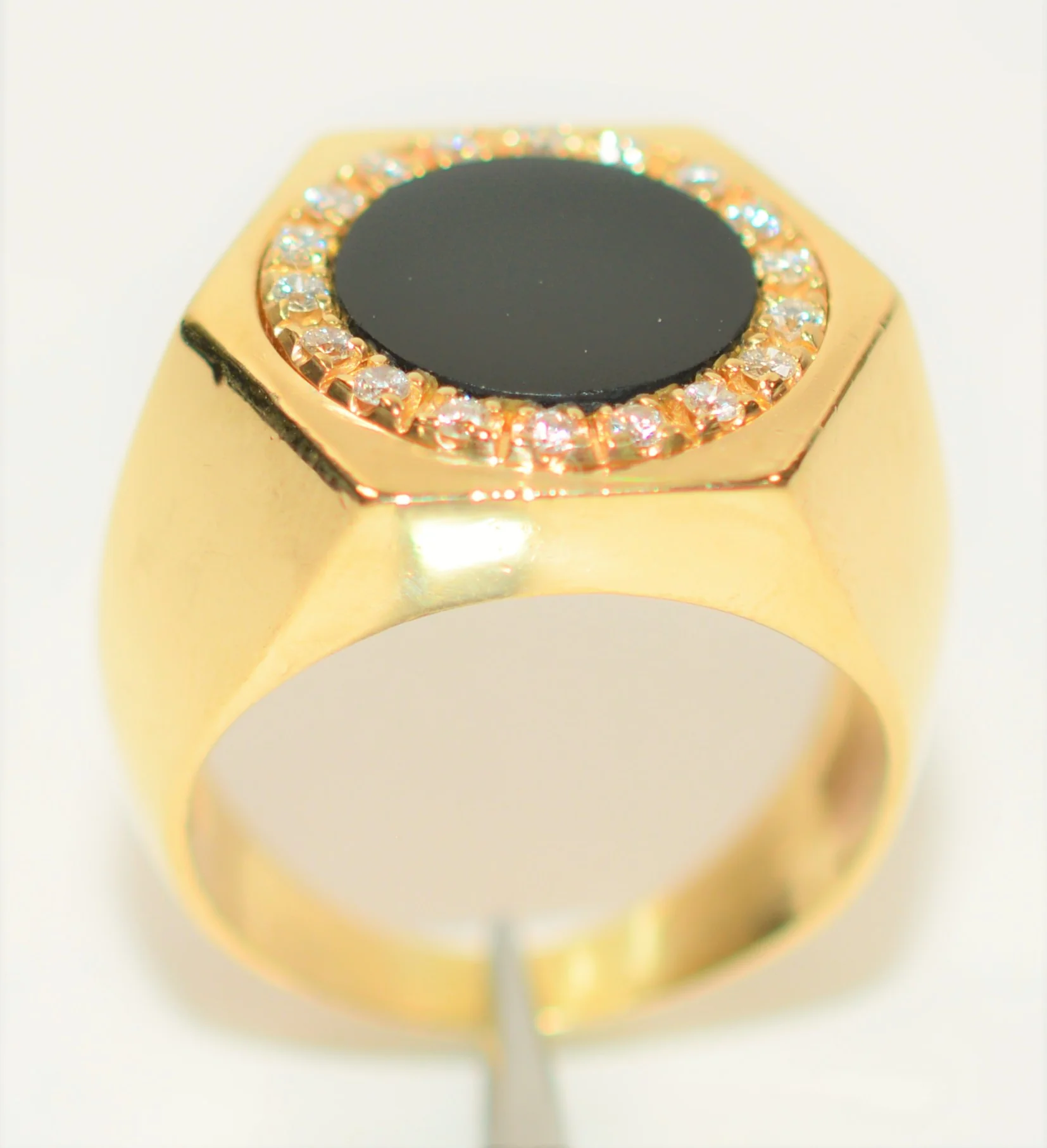 Natural Onyx & Diamond Ring 14K Solid Gold .18tcw Men's Ring Onyx Ring Statement Ring Cocktail Ring Vintage Ring Estate Ring Estate Jewelry - Image 3