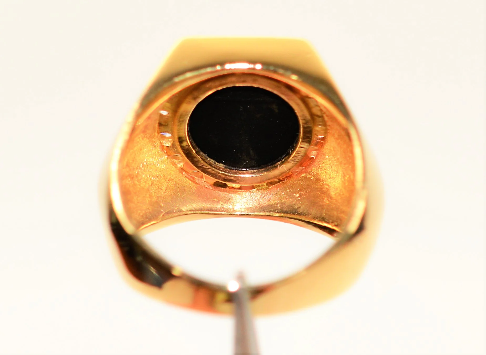 Natural Onyx & Diamond Ring 14K Solid Gold .18tcw Men's Ring Onyx Ring Statement Ring Cocktail Ring Vintage Ring Estate Ring Estate Jewelry - Image 6