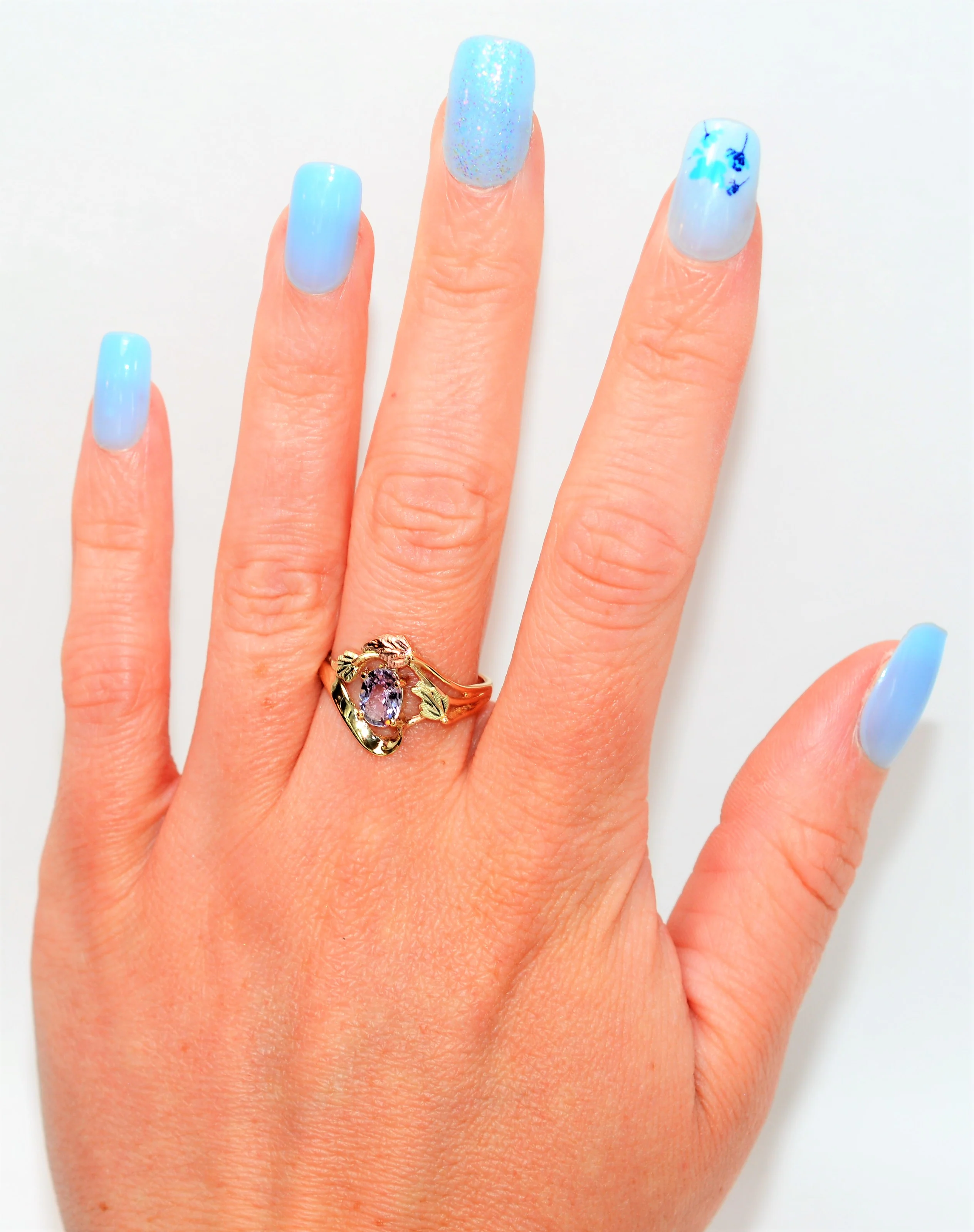 Natural Padparadscha Sapphire Ring 10K Solid Gold 1ct Black Hills Dakota Ring Gemstone Ring Birthstone Ring Statement Ring Cocktail Ring - Image 2