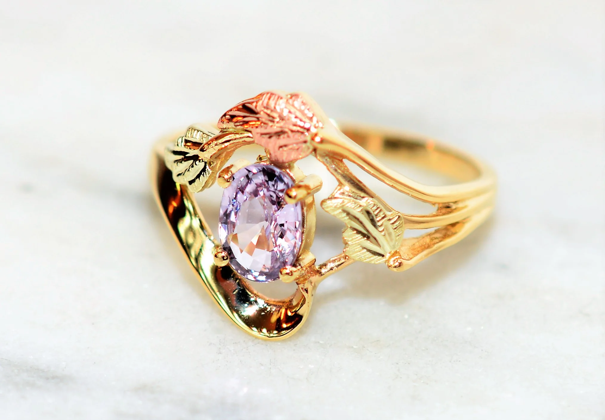 Natural Padparadscha Sapphire Ring 10K Solid Gold 1ct Black Hills Dakota Ring Gemstone Ring Birthstone Ring Statement Ring Cocktail Ring - Image 8
