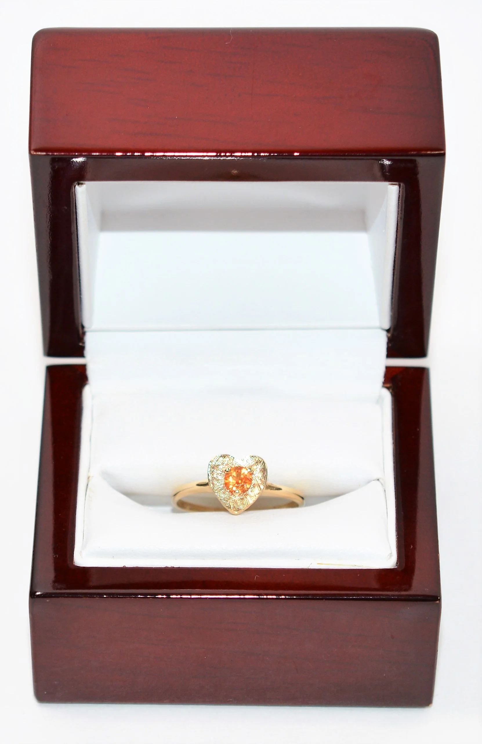 Natural Padparadscha Sapphire Ring 10K Solid Gold .30ct Solitaire Ring Heart Ring Gemstone Ring Promise Ring Love Ring Engagement Ring Fine - Image 12