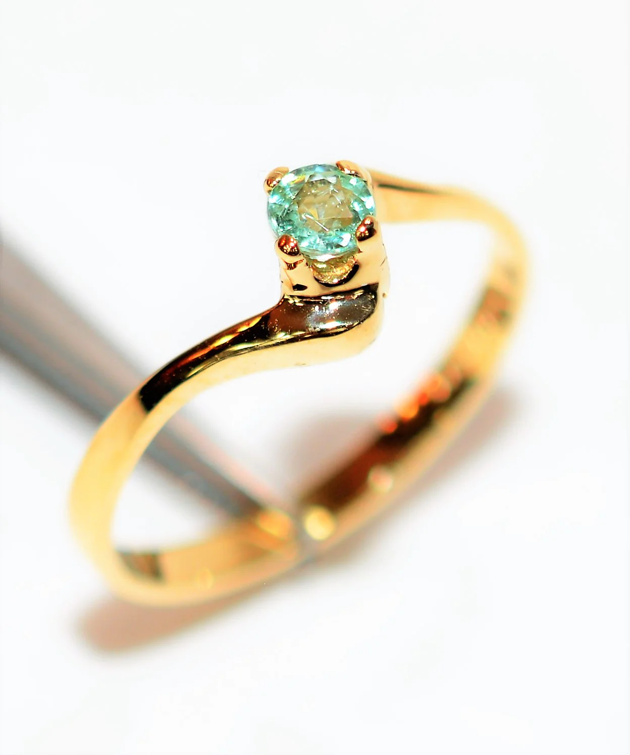 Natural Paraiba Tourmaline Ring 10K Solid Gold .17ct Solitaire Ring Gemstone Ring Women's Ring Birthstone Ring Fine Jewelry Engagement Ring - Image 4