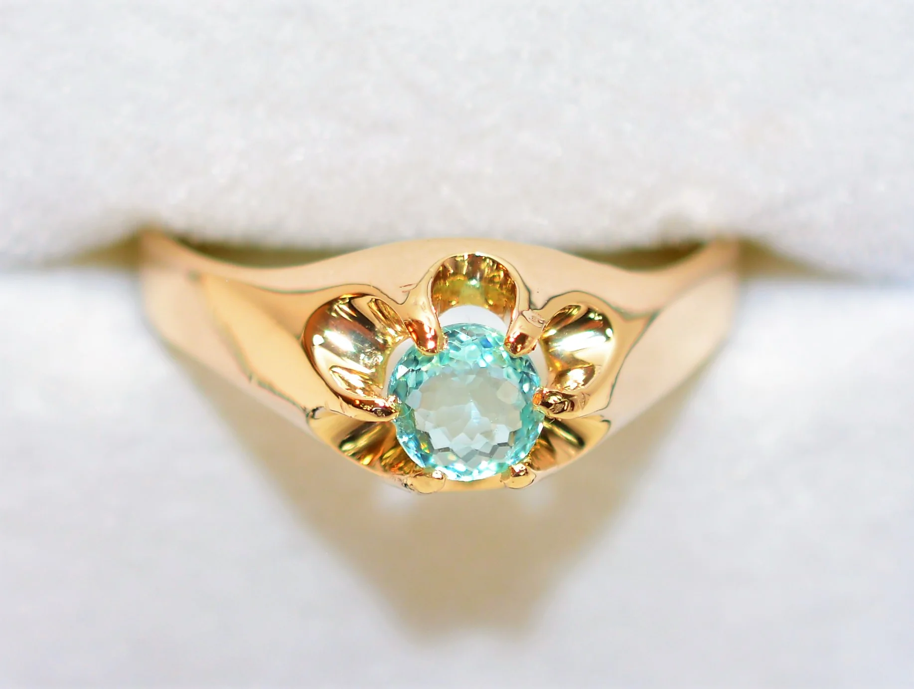 Natural Paraiba Tourmaline Ring 14K Solid Gold .52ct Men's Ring Solitaire Ring Statement Ring Gemstone Ring Estate Ring Fine Jewellery - Image 5