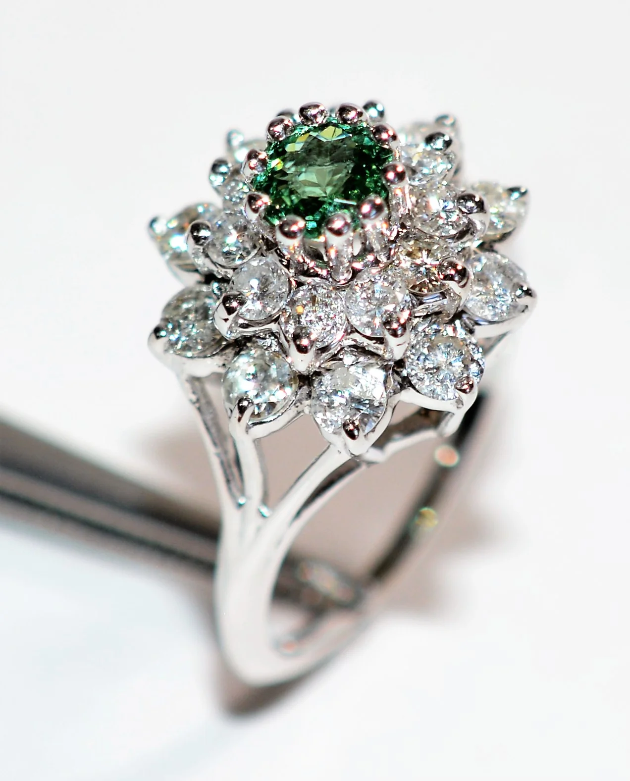 Natural Paraiba Tourmaline & Diamond Ring 14K Solid White Gold 2.46tcw Diamond Halo Ring Flower Ring Statement Ring Cocktail Ring Fine Jewel - Image 4