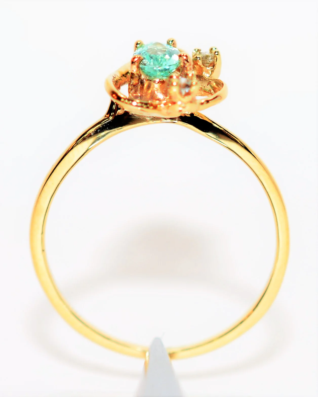 Natural Paraiba Tourmaline & Diamond Ring 10K Solid Gold .33tcw Fine Gemstone Women's Ring Estate Jewelry Birthstone Ring Vintage Jewellery - Image 3