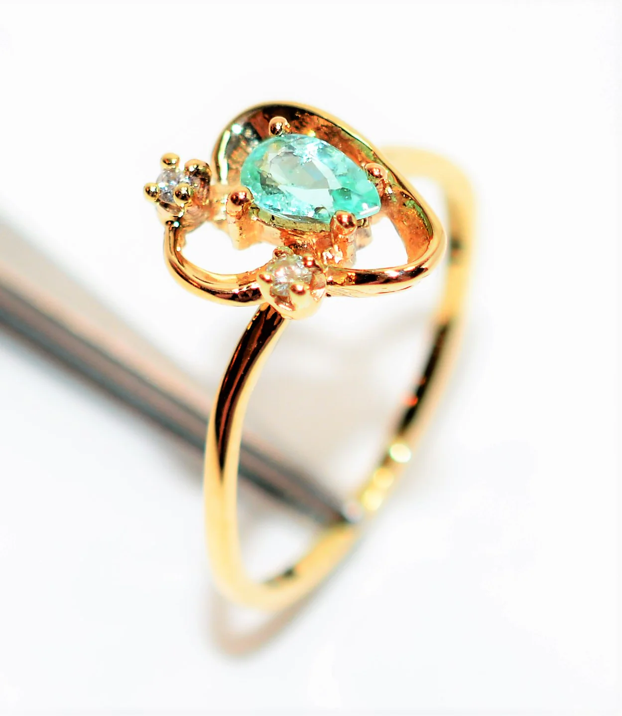 Natural Paraiba Tourmaline & Diamond Ring 10K Solid Gold .33tcw Fine Gemstone Women's Ring Estate Jewelry Birthstone Ring Vintage Jewellery - Image 4