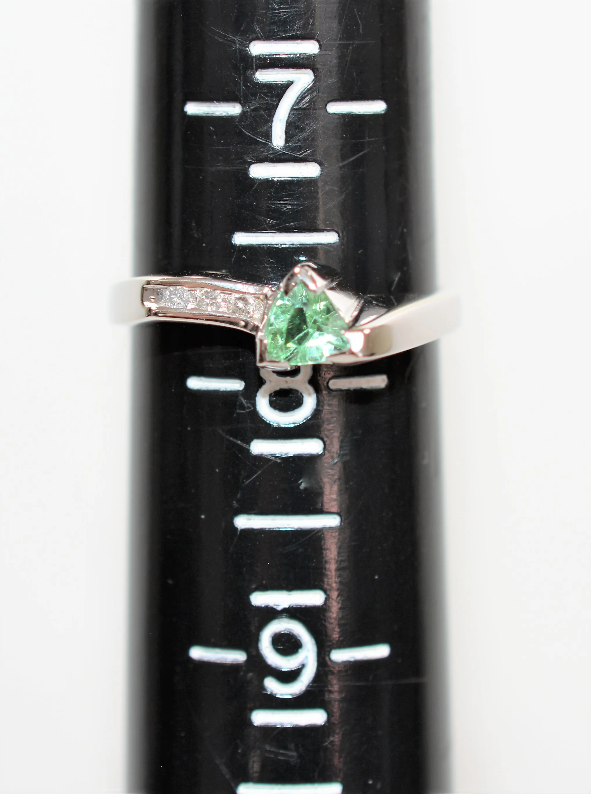 Natural Paraiba Tourmaline & Diamond Ring 14K Solid White Gold .47tcw Trillion Women's Ring Estate Jewelry Jewellery Vintage Fine Gems - Image 9