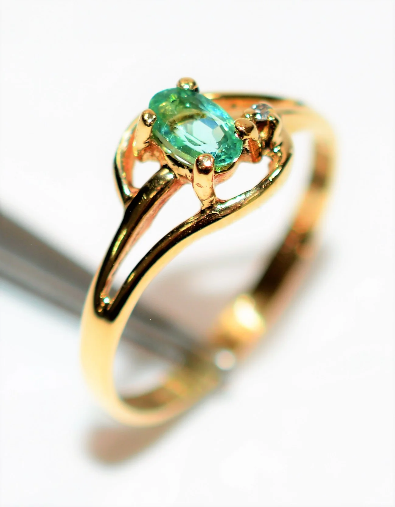 Natural Paraiba Tourmaline & Diamond Ring 14K Solid Gold Statement Ring .26tcw Gemstone Women's Fine Jewelry Estate Jewelry Jewellery - Image 4