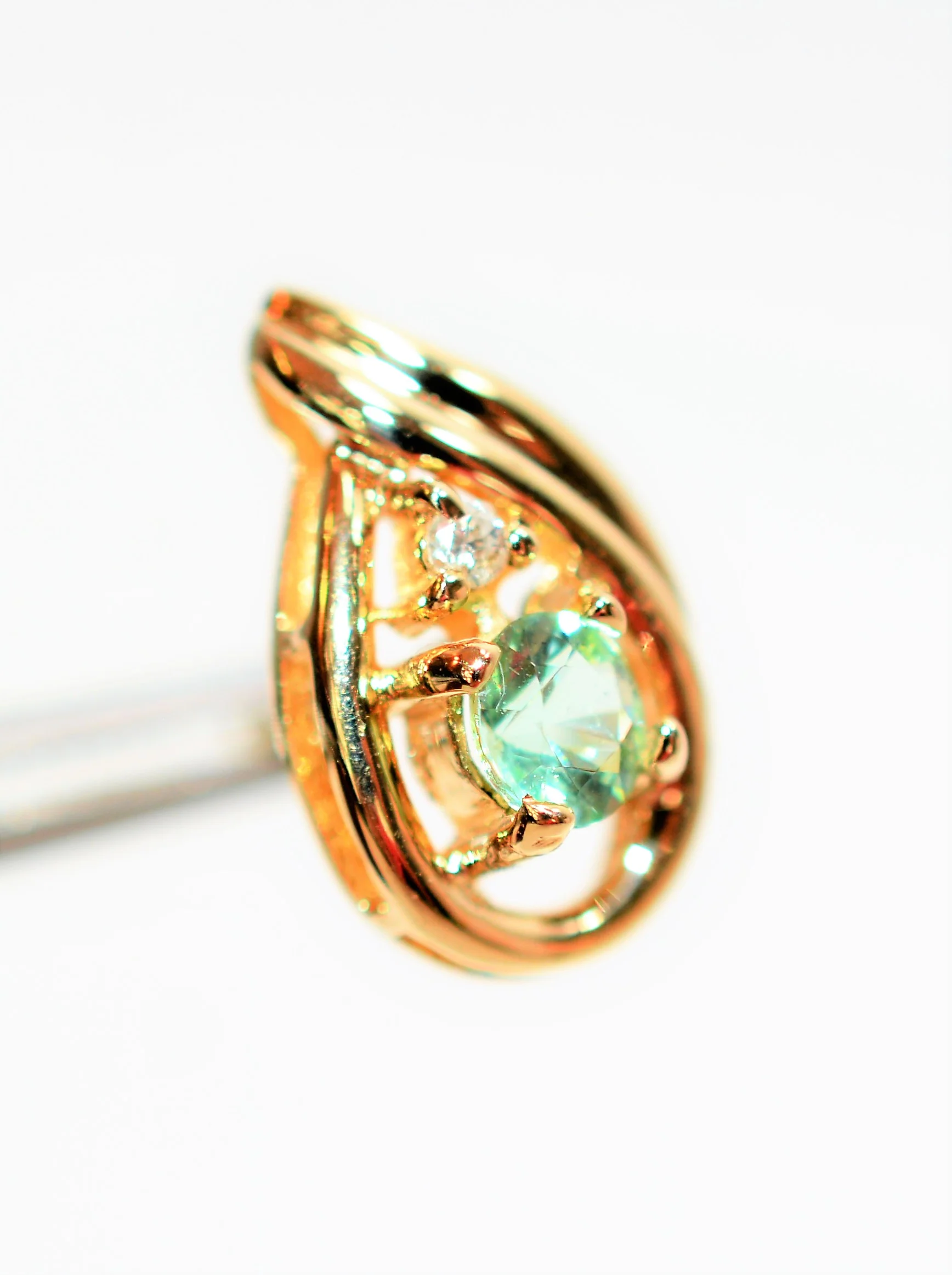 Natural Paraiba Tourmaline & Diamond Earrings 14K Solid Gold .52tcw Gemstone Earrings Stud Earrings Vintage Earrings Estate Womens Earrings - Image 2