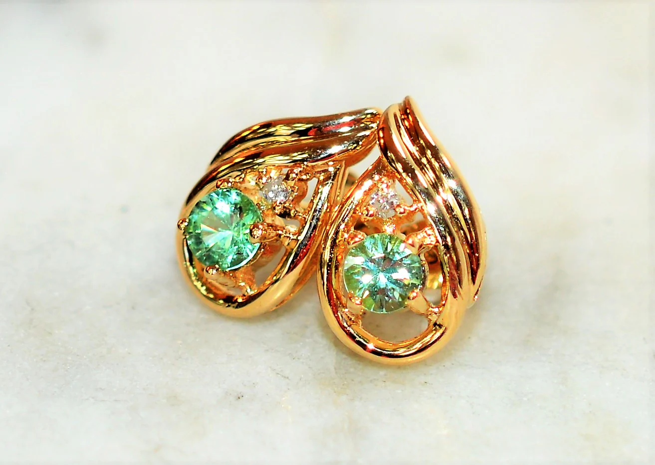 Natural Paraiba Tourmaline & Diamond Earrings 14K Solid Gold .52tcw Gemstone Earrings Stud Earrings Vintage Earrings Estate Womens Earrings - Image 6