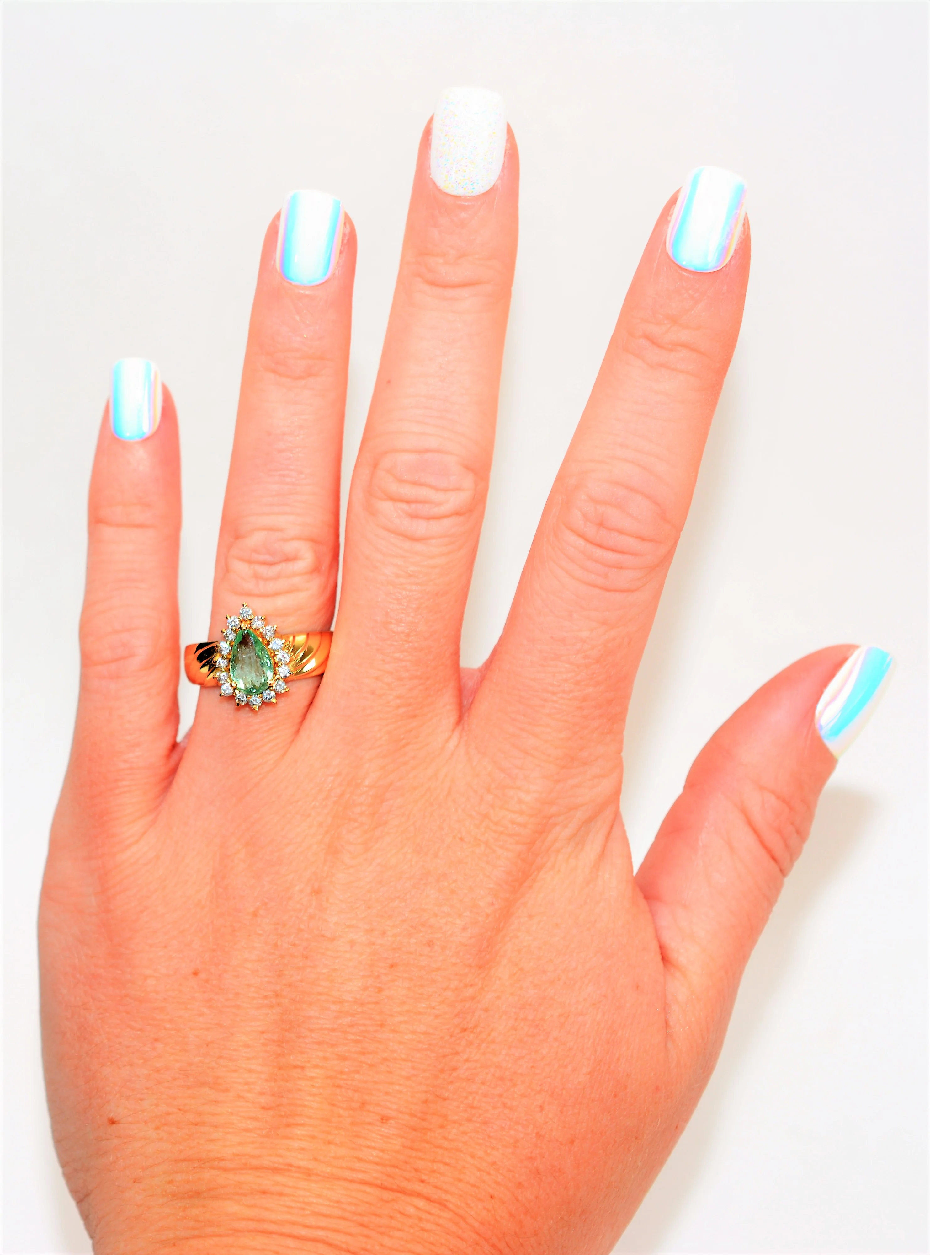 Natural Paraiba Tourmaline & Diamond Ring 18K Solid Gold 1.17tcw Gemstone Jewelry Women's Ring Diamond Halo Fine Jewellery Engagement Ring - Image 2