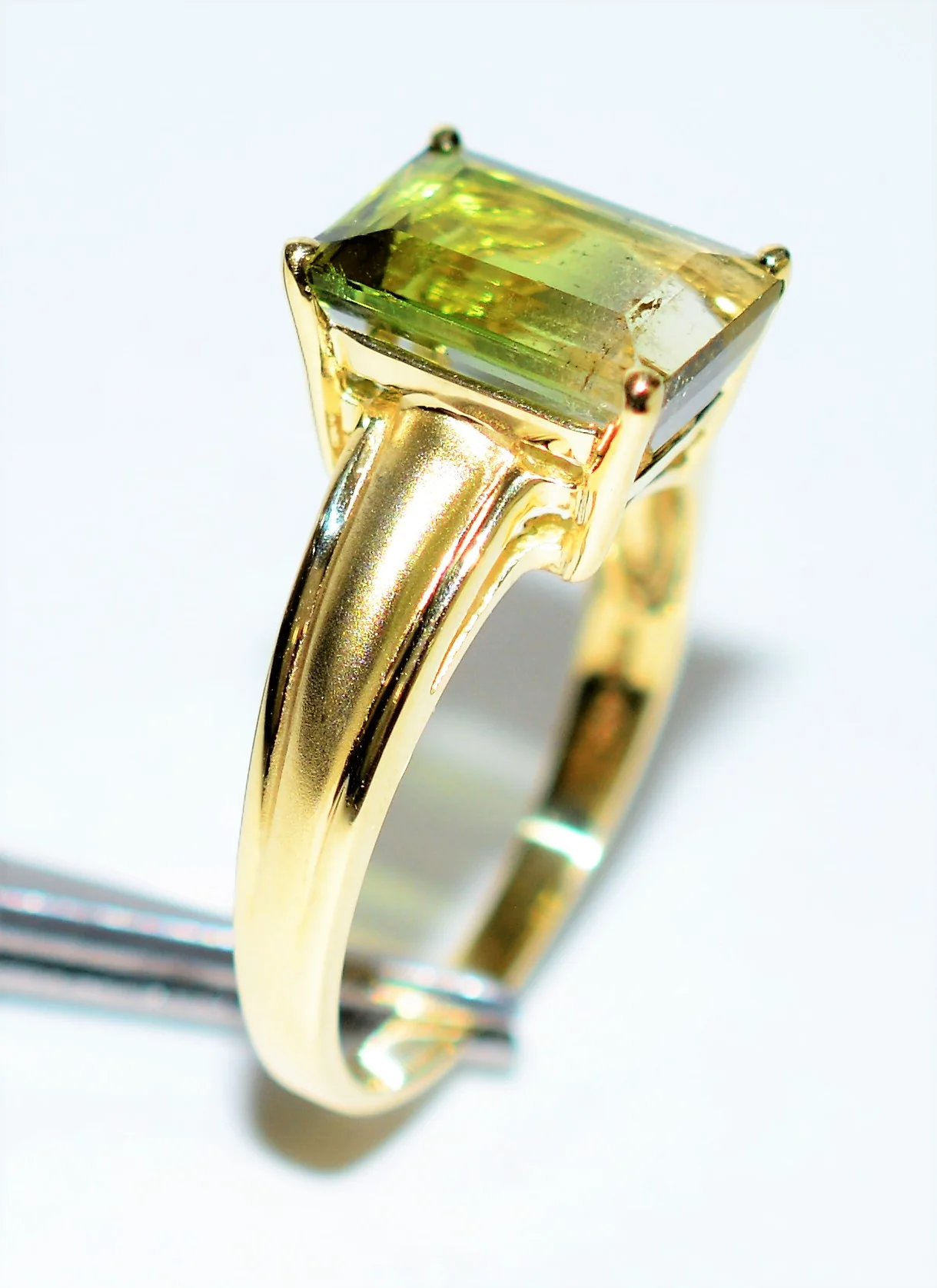 Natural Bi-Color Tourmaline Ring 10K Solid Gold 3.51ct Green Tourmaline Ring Solitaire Ring Statement Ring Women's Ring Fine Birthstone Ring - Image 4