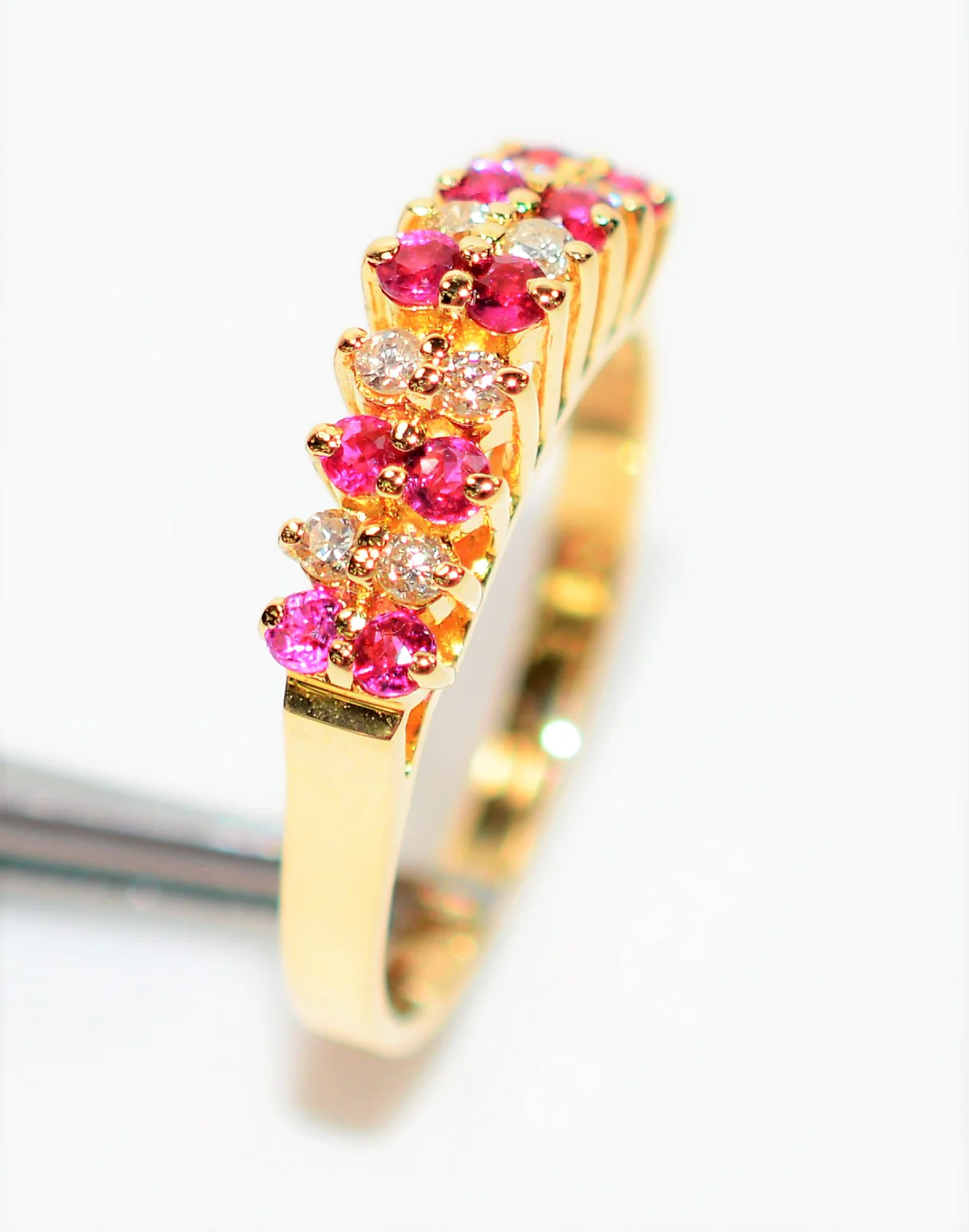 Natural Ruby & Diamond Ring 14K Solid Gold .27tcw Ruby Ring Cluster Ring Gemstone Ring July Birthstone Ring Ladies Ring Fine Vintage Jewelry - Image 4