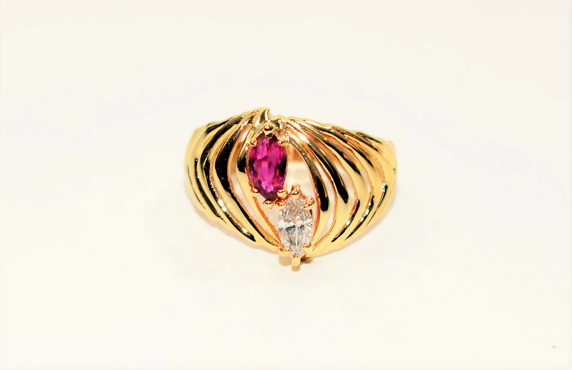Natural Ruby & Diamond Ring 14K Solid Gold .75tcw Statement Ring Ladies Ring Cocktail Ring July Birthstone Ring Vintage Jewelry  Red Ring