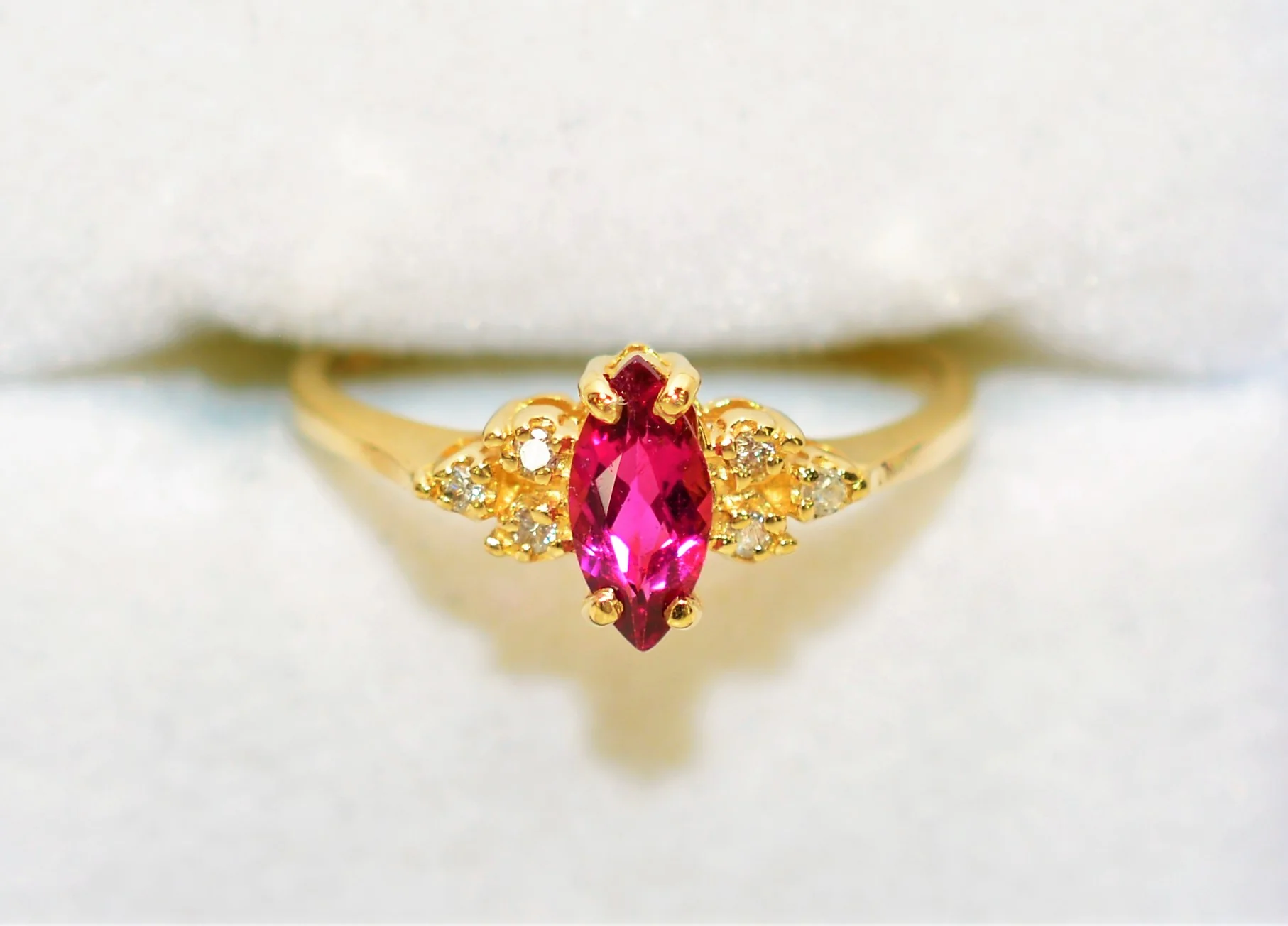 Natural Ruby & Diamond Ring 14K Solid Gold .56tcw Ruby Ring Marquise Ring Gemstone Ring July Birthstone Engagement Ring Women's Ring Estate - Image 5