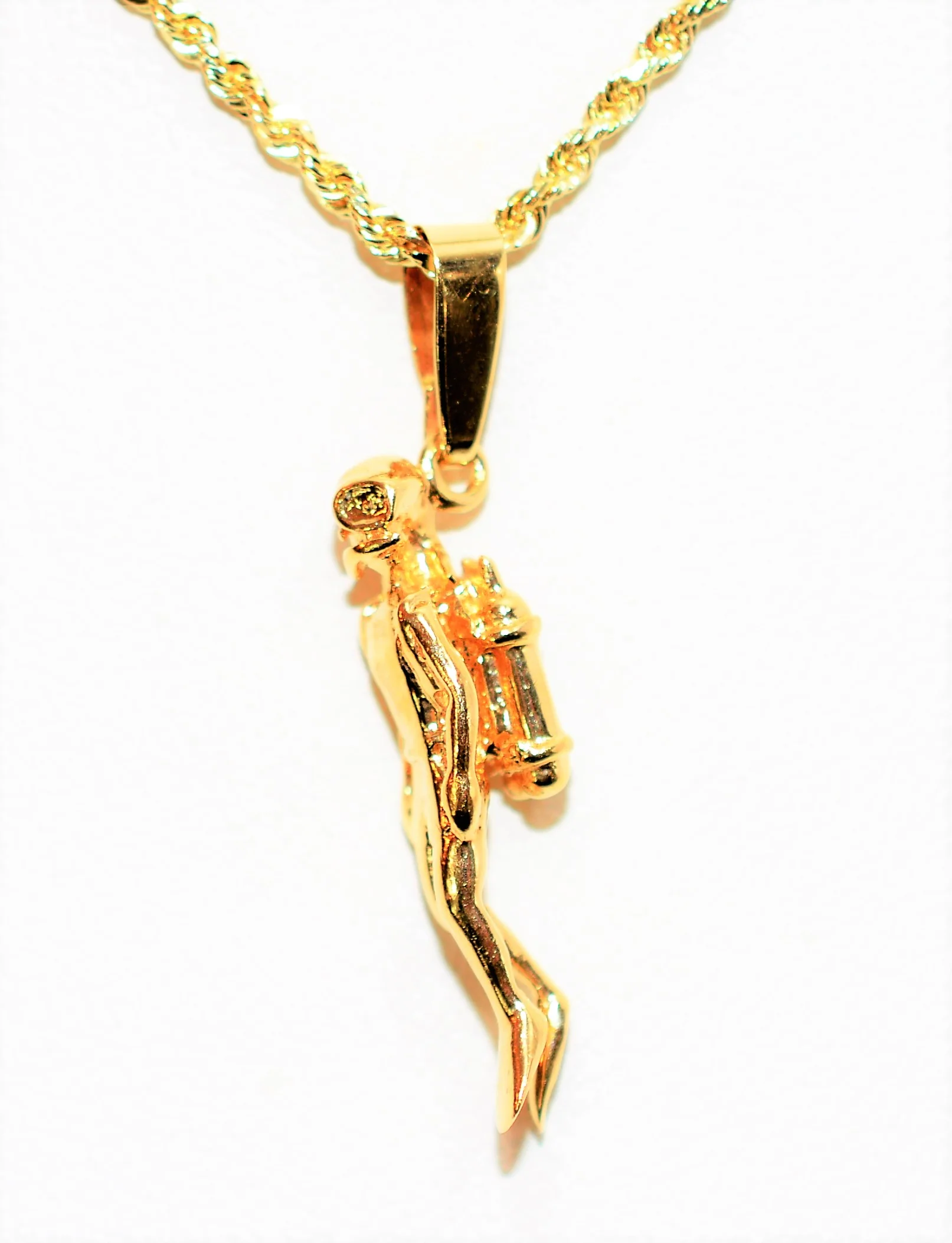 Scuba Diver Necklace 14K Solid Gold Pendant Necklace Nautical Necklace Beach Necklace Coastal Necklace Tropical Pendant Snorkel Diving Sport - Image 3