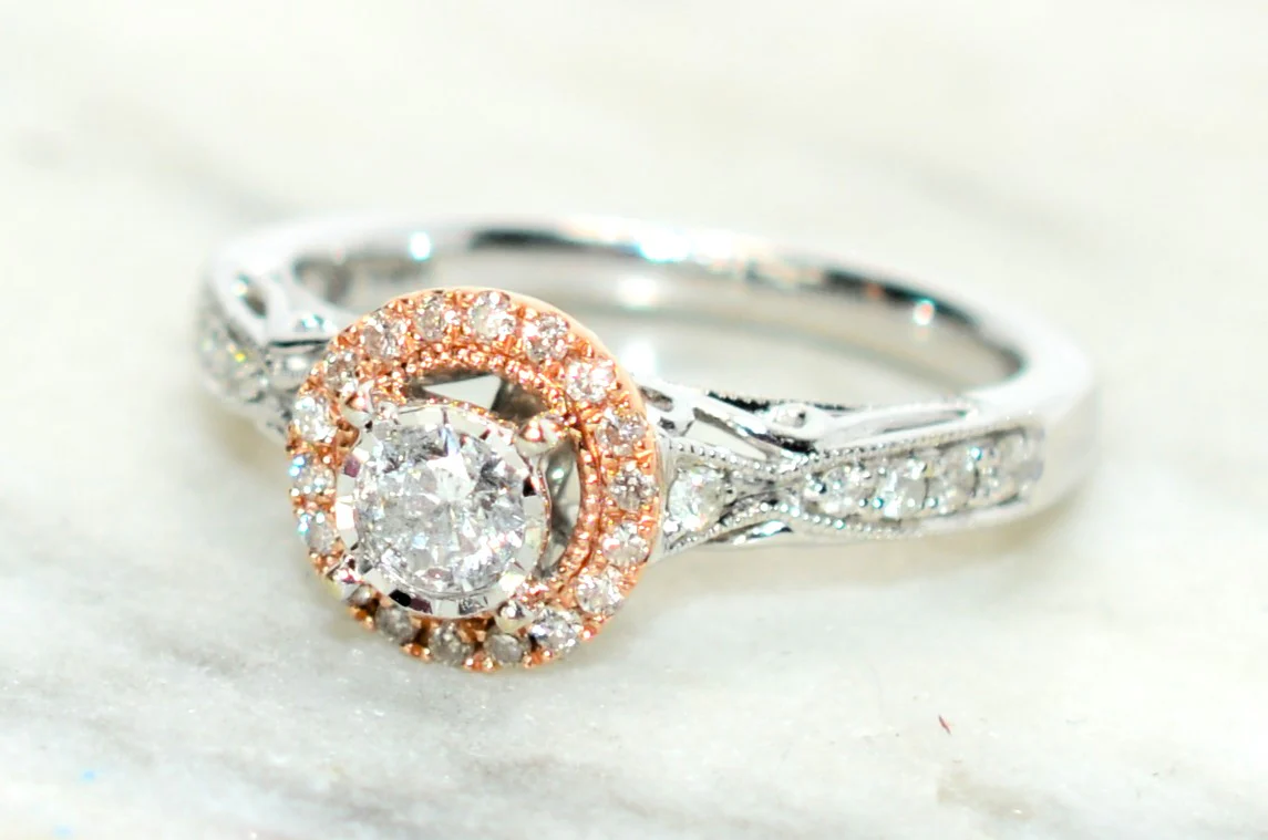 Simply Vera Vera Wang Natural Diamond Ring 14K White & Rose Gold .43tcw Engagement Ring Bridal Jewelry Fine Wedding Jewellery Designer - Image 9