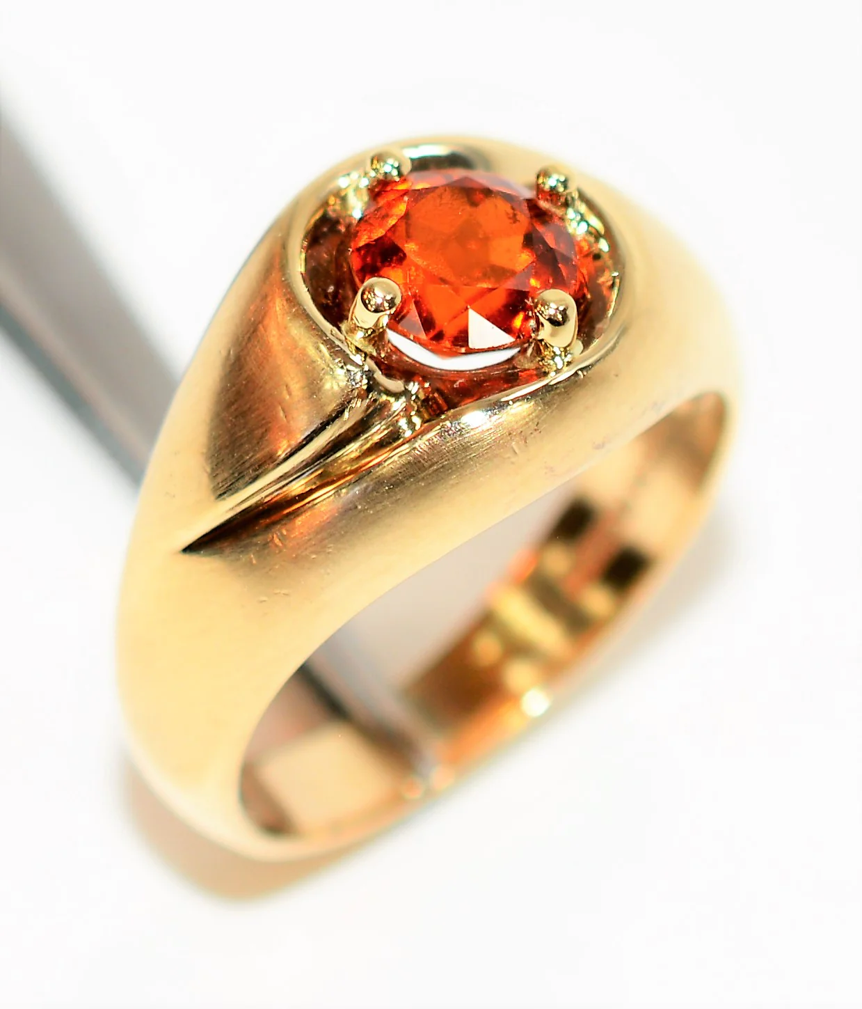 Natural Spessartine Mandarin Garnet Ring 10K Solid Gold 1.87ct Solitaire Ring Spessartine Ring Orange Ring Birthstone Ring Estate Men's Ring - Image 4