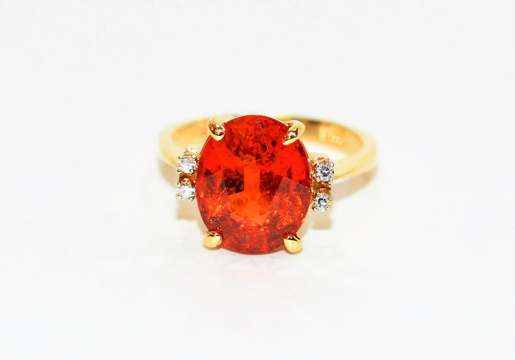 Natural Spessartine Mandarin Garnet & Diamond Ring 14K Solid Gold 6.47tcw Fanta Garnet Ring Orange Ring January Birthstone Ring Women's Ring