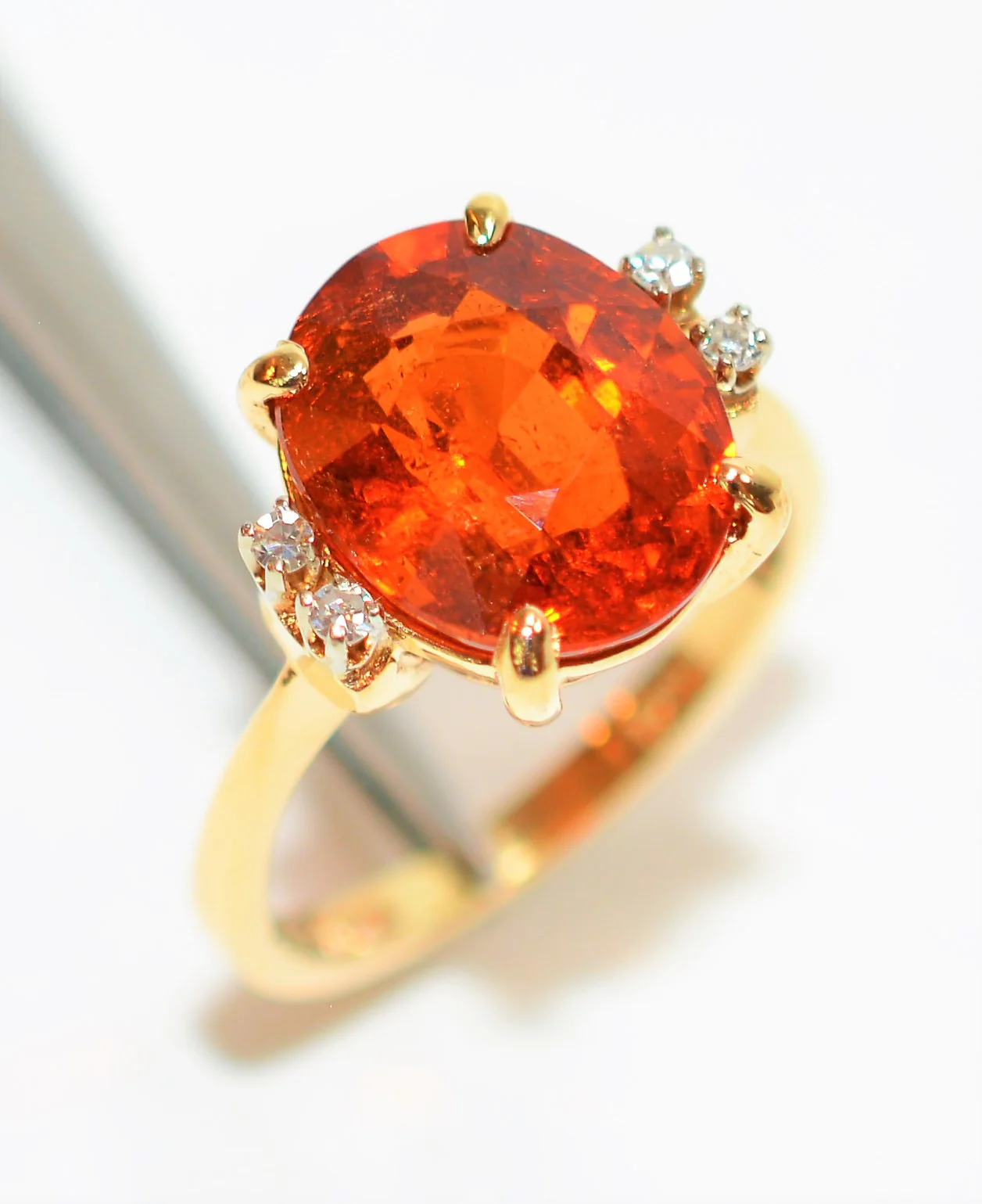 Natural Spessartine Mandarin Garnet & Diamond Ring 14K Solid Gold 6.47tcw Fanta Garnet Ring Orange Ring January Birthstone Ring Women's Ring - Image 4
