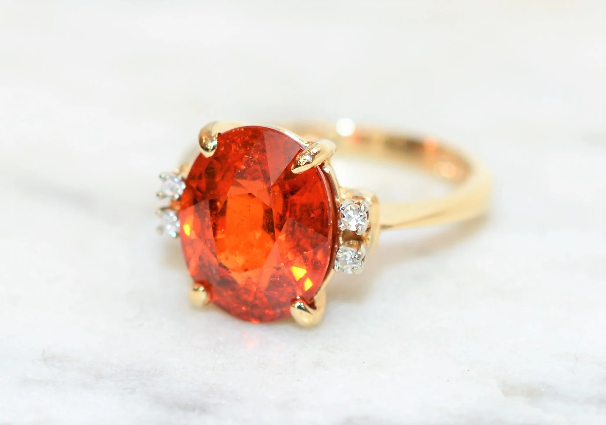 Natural Spessartine Mandarin Garnet & Diamond Ring 14K Solid Gold 6.47tcw Fanta Garnet Ring Orange Ring January Birthstone Ring Women's Ring - Image 8