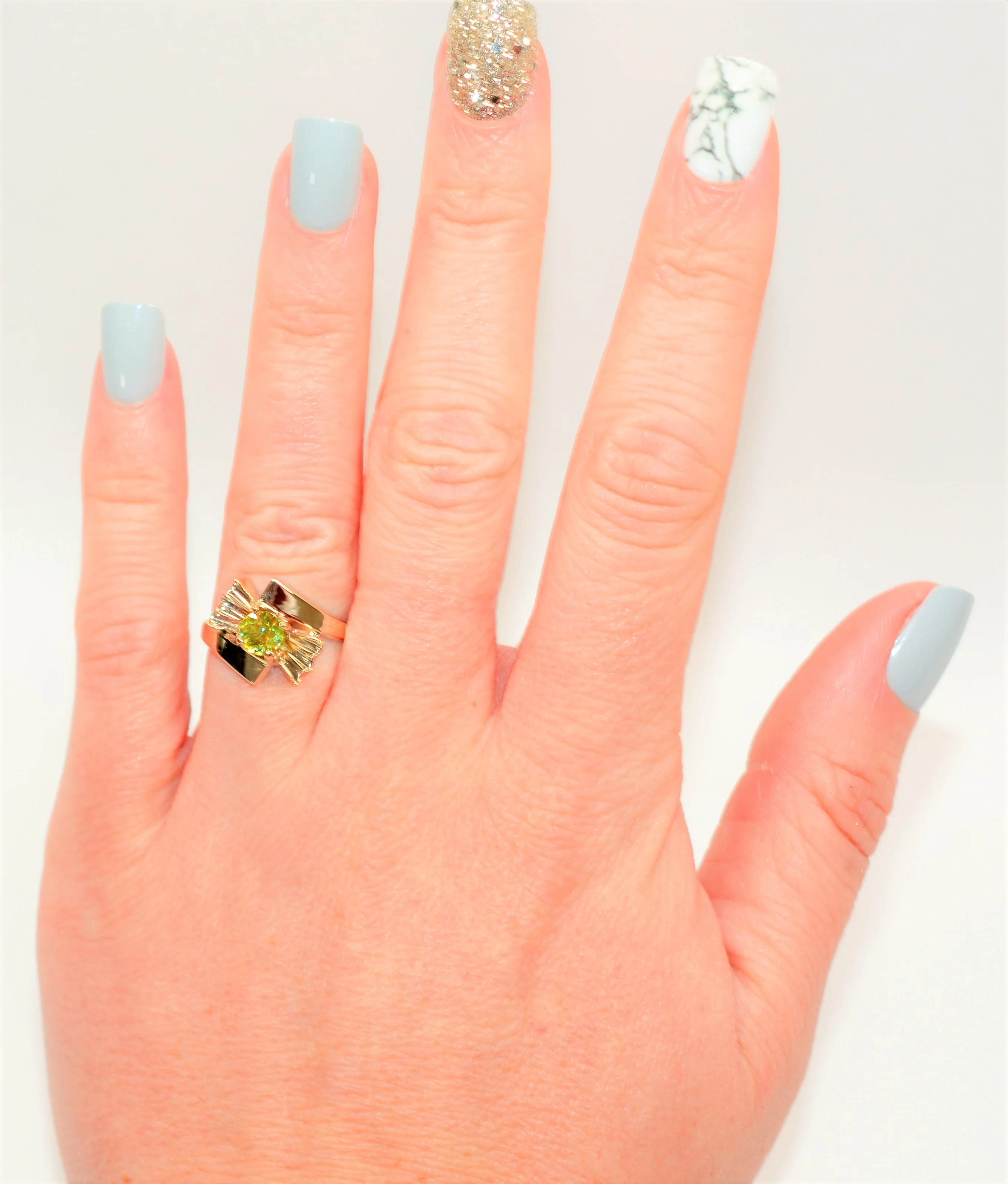 Natural Sphene Ring 10K Solid Gold Ring .42ct Gemstone Ring Titanite Ring Solitaire Ring Yellow Ring Green Ring Bow Ring Womens Ring Jewelry - Image 2