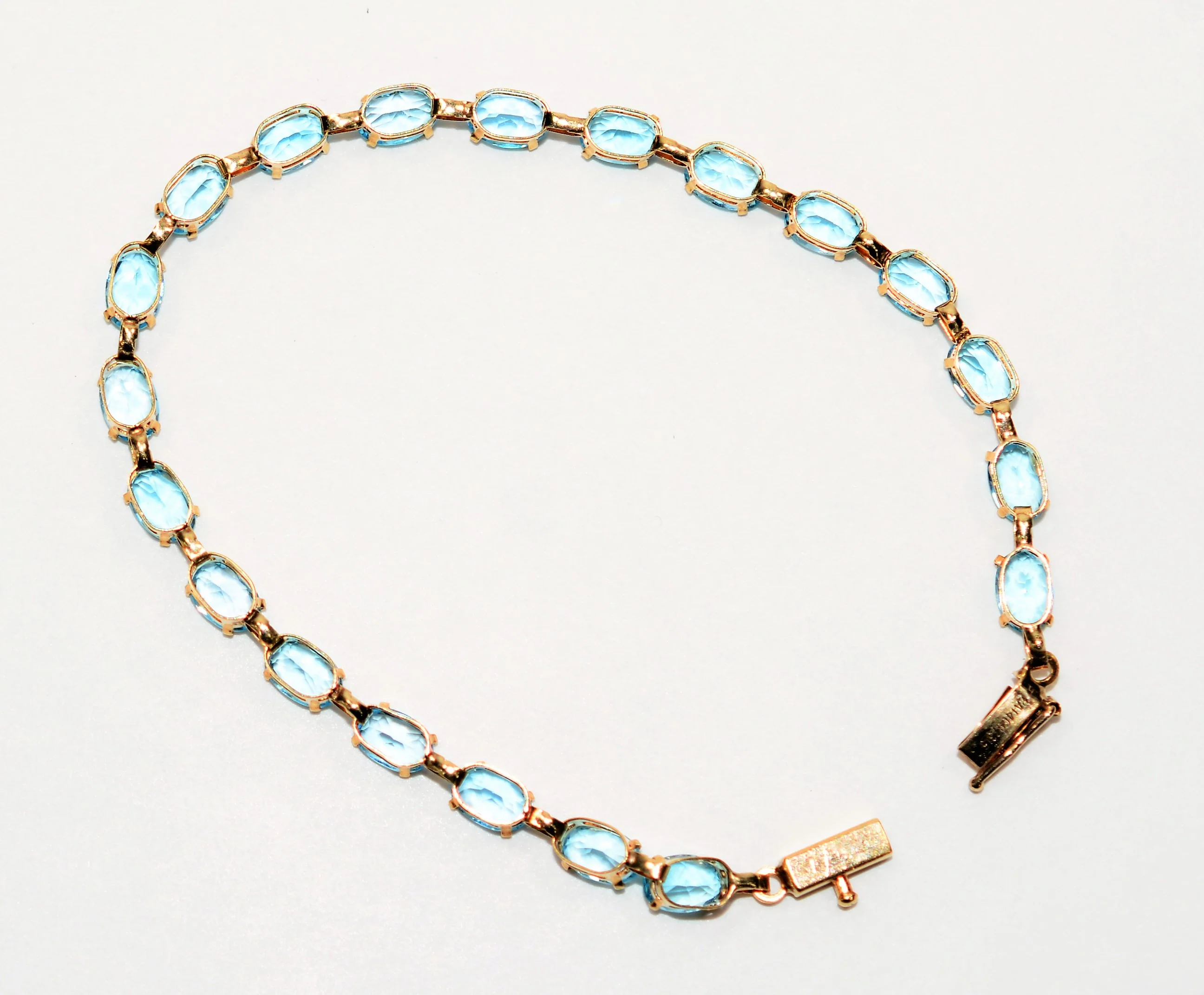 Natural Swiss Blue Topaz Bracelet 10K Solid Gold 11.60tcw Gemstone Bracelet Tennis Bracelet Birthstone Bracelet Women's Bracelet Fine Jewelry - Image 4
