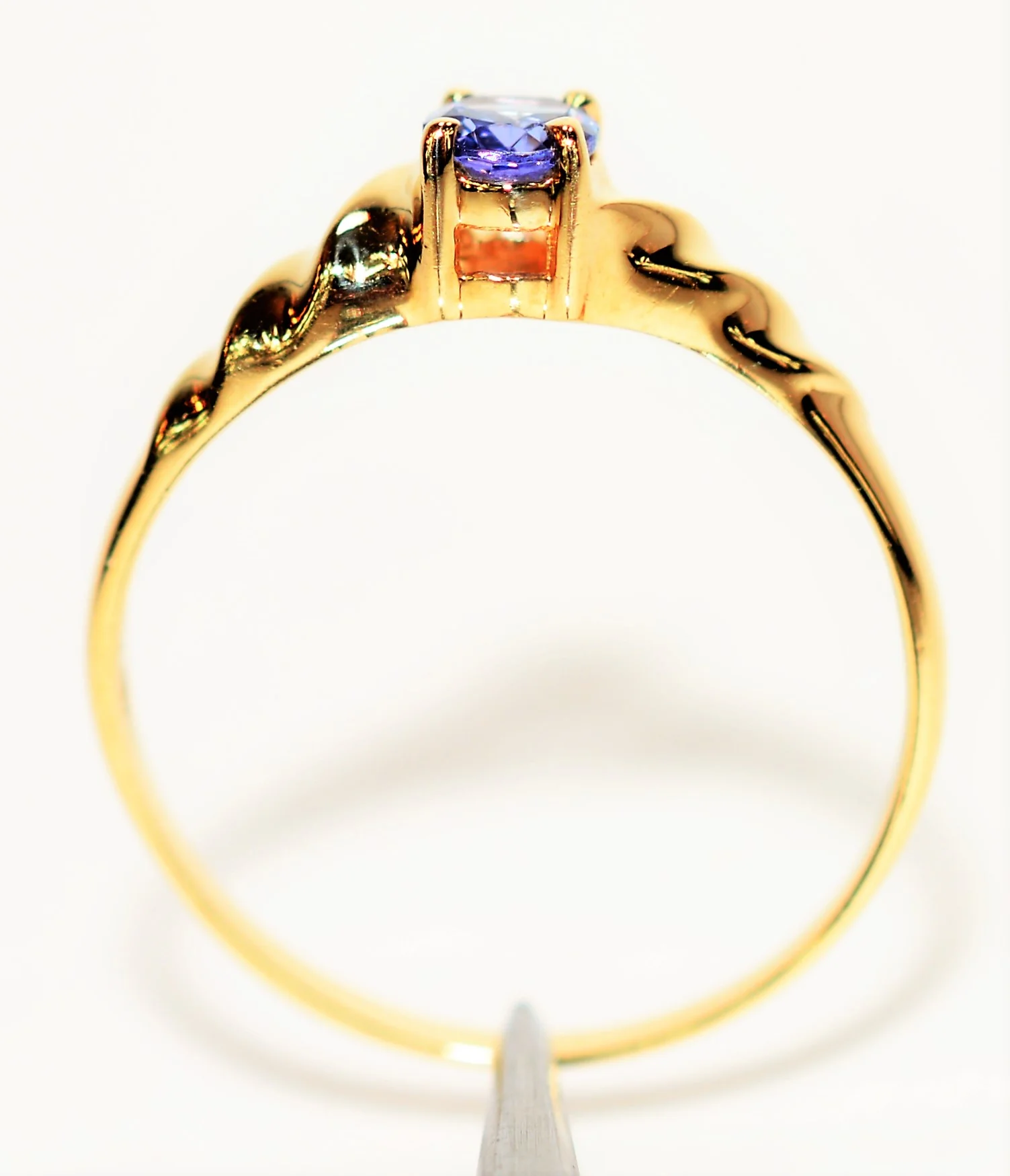 Natural Tanzanite Ring 10K Solid Gold .37ct Solitaire Ring Statement Ring Gemstone Ring Stackable Ring Engagement Ring December Birthstone - Image 3