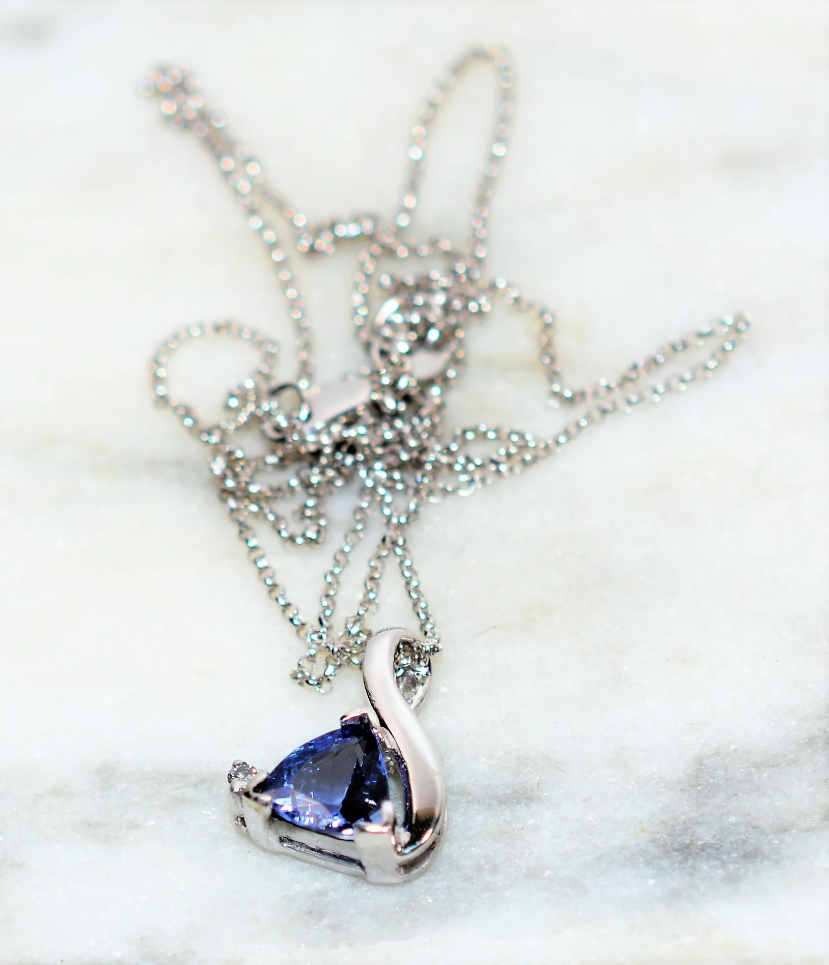 Natural Tanzanite & Diamond Necklace 14K Solid White Gold 1.00tcw Gemstone Necklace Cocktail Necklace Purple Necklace Birthstone Necklace - Image 11