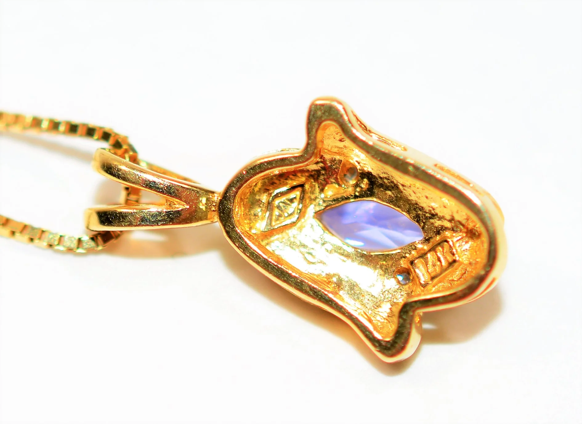 Natural Tanzanite & Diamond Necklace 14K Solid Gold .23tcw Pendant Necklace Statement Necklace Fine Jewelry Birthstone Estate Necklace - Image 6