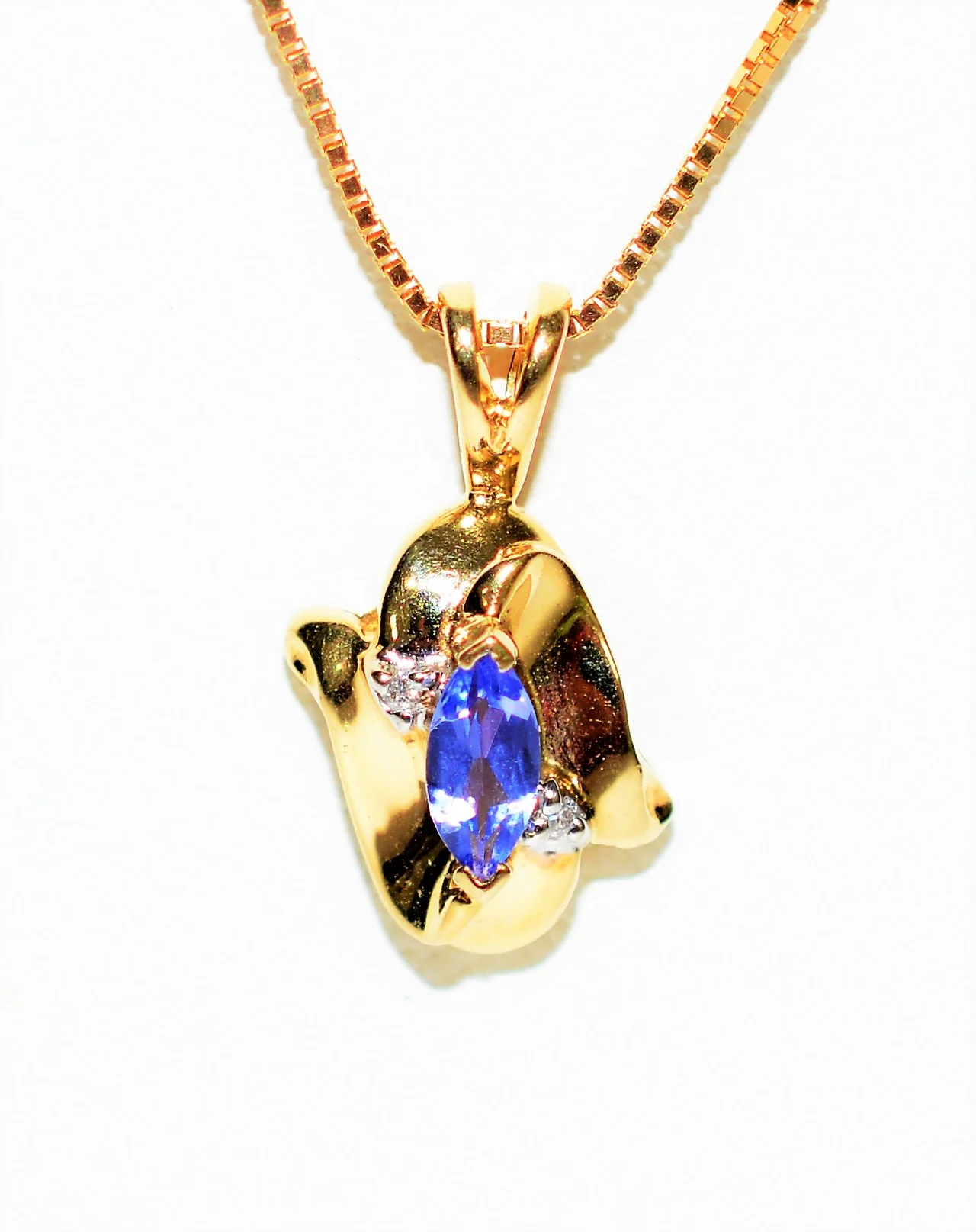 Natural Tanzanite & Diamond Necklace 14K Solid Gold .23tcw Pendant Necklace Statement Necklace Fine Jewelry Birthstone Estate Necklace - Image 8