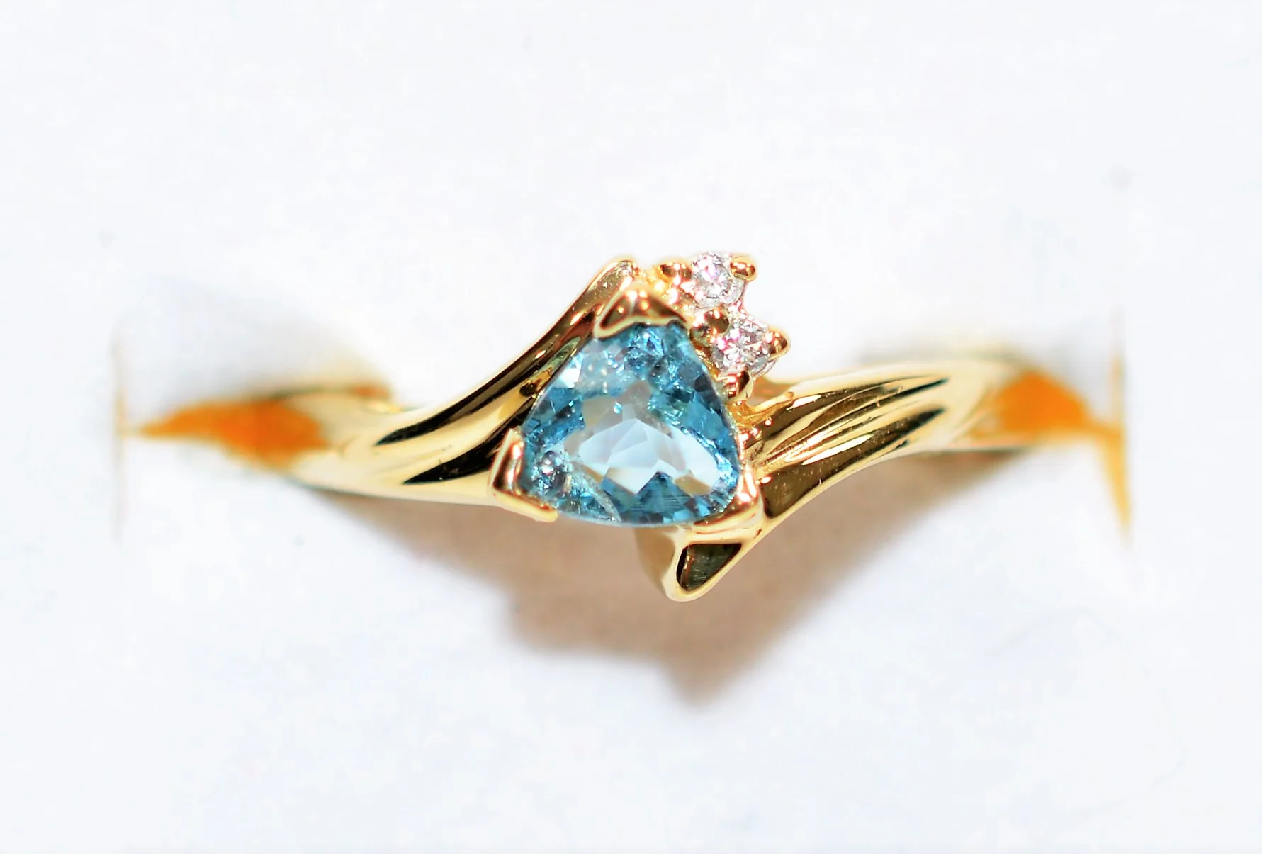 Natural Paraiba Tourmaline & Diamond Ring 14K Solid Gold .58tcw Trillion Gemstone Ring Estate Jewelry Jewellery Women's Ring Fine Jewelry - Image 5