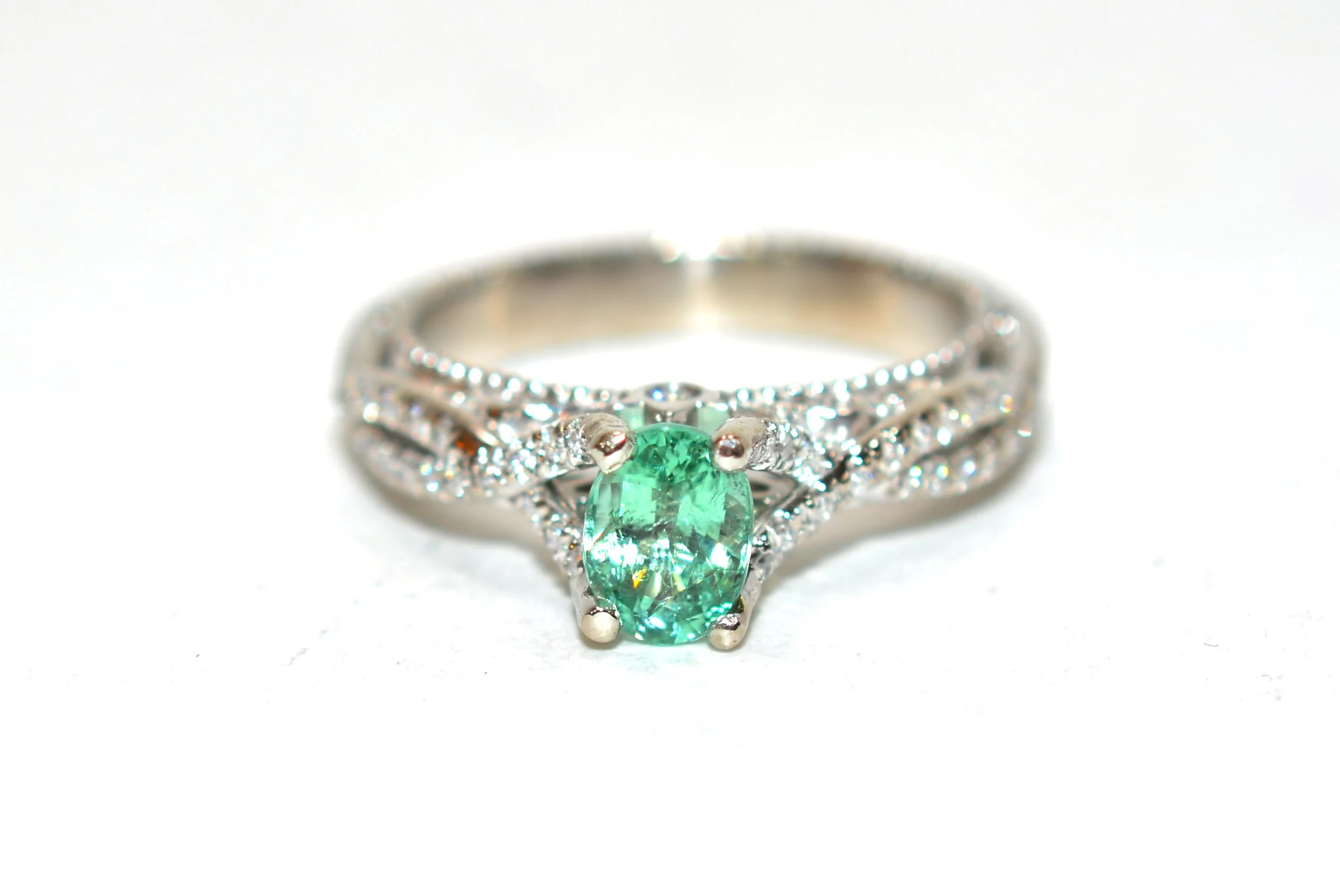Verragio Natural Paraiba Tourmaline & Diamond Ring 18K White Gold 1.39tcw Engagement Wedding Designer Statement Cocktail Fine Bridal Jewelry