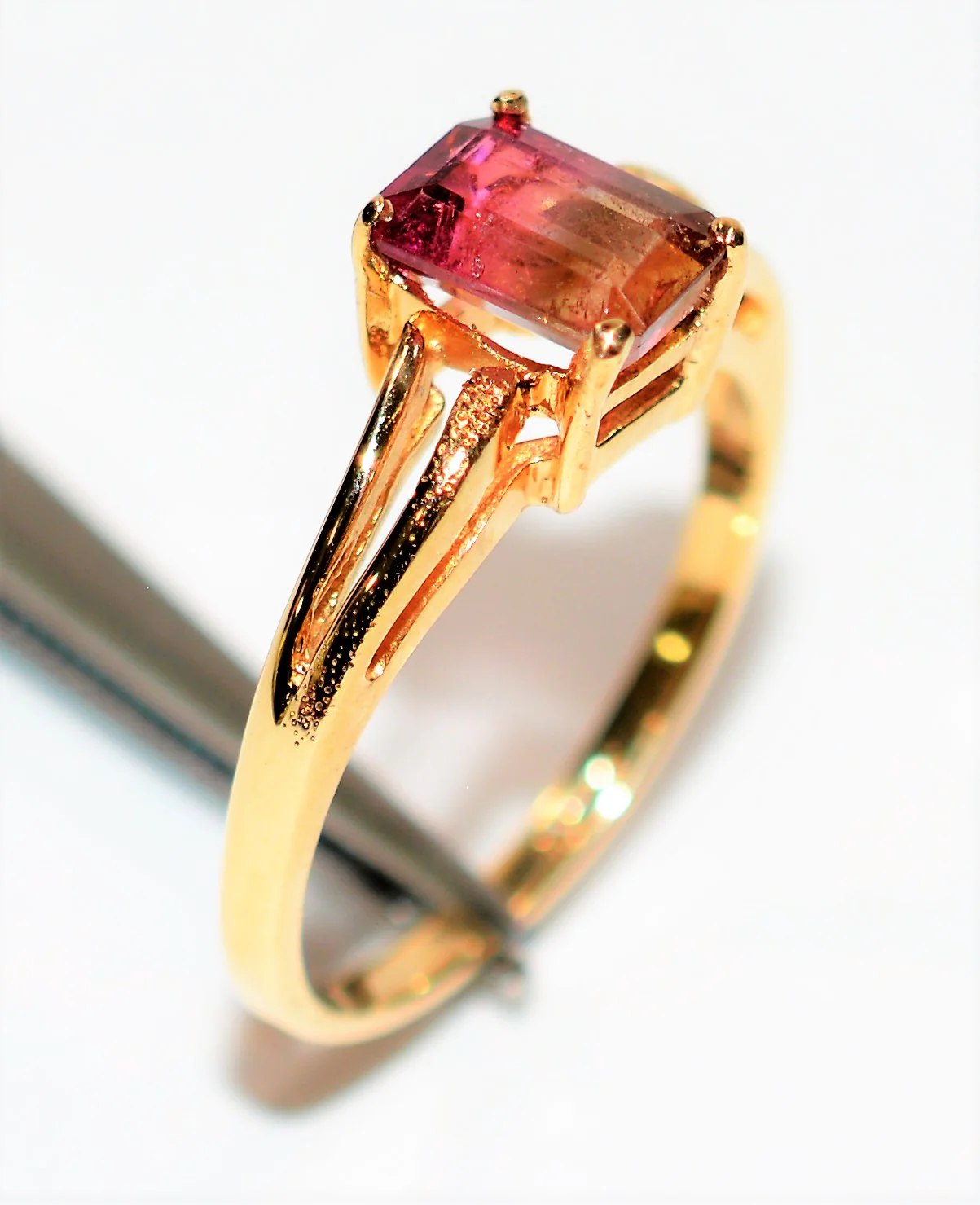 Natural Watermelon Tourmaline Ring 10K Solid Gold 1.26ct Gemstone Ring Solitaire Ring Ladies Ring Birthstone Ring Anniversary Ring Jewellery - Image 4
